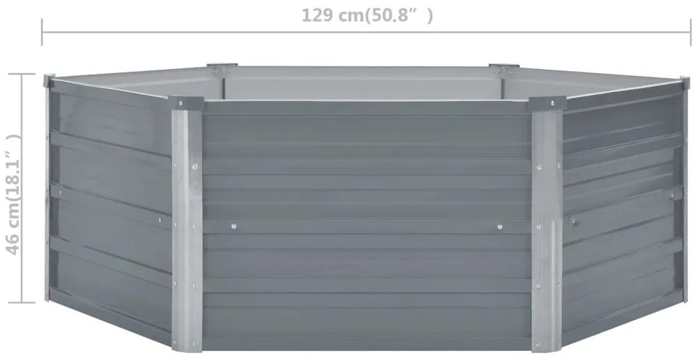 vidaXL Ζαρντινιέρα Ψηλή Γκρι 129 x 129 x 46 εκ. Γαλβανισμένος Χάλυβας
