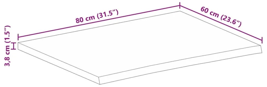 ΕΠΙΦΑΝΕΙΑ ΤΡΑΠΕΖΙΟΥ 80X60X3,8 ΕΚ. LIVE EDGE ΜΑΣΙΦ ΞΥΛΟ ΜΑΝΓΚΟ 370404