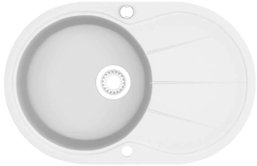 vidaXL Νεροχύτης με Μονή Γούρνα Οβάλ Λευκός Γρανιτένιος