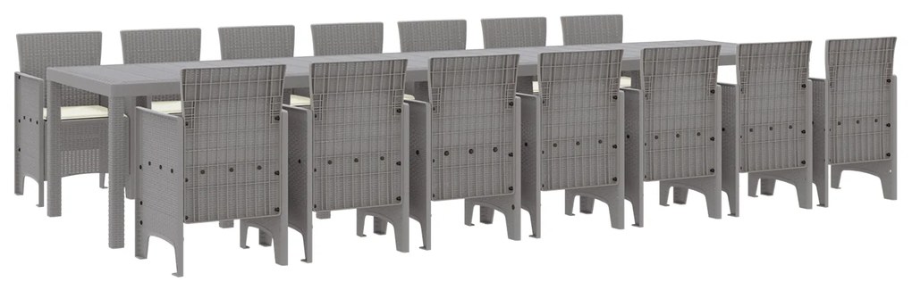 vidaXL Σέτ φαγητού για κήπο 15 pcs Ανοιχτό γκρι Rattan Polt