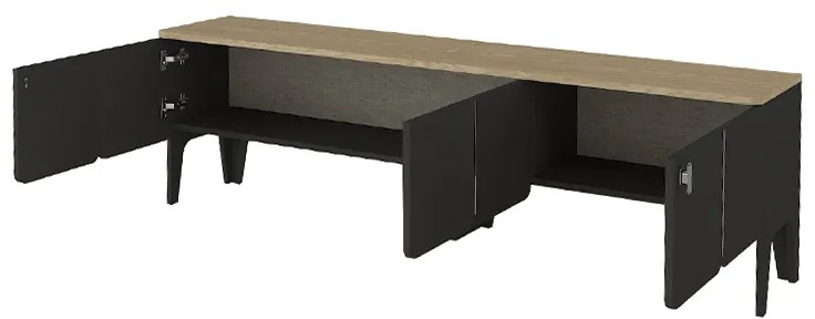 Έπιπλο τηλεόρασης Pedro Megapap χρώμα ανθρακί - rota oak 180x35x50,7εκ.