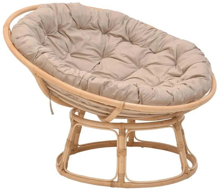 Καρέκλα - Πολυθρόνα Servey rattan pe σε φυσική απόχρωση-μπεζ μαξιλάρι Φ115x58 εκ. 115x115x58 εκ.