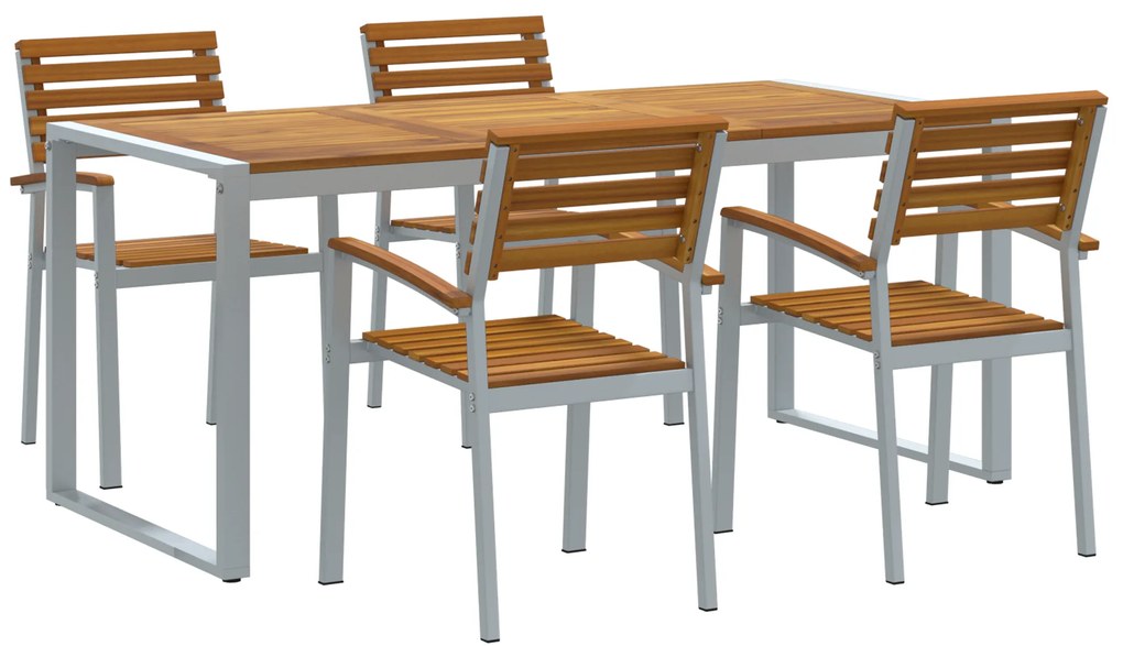 vidaXL Σετ Τραπεζαρίας Κήπου 5 Τεμαχίων Ξύλου Teak και Αλουμινίου