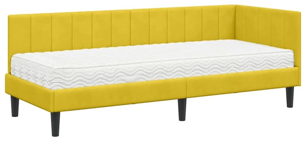 vidaXL Κρεβάτι γωνίας με στρώμα με στρώμα 2 pcs Κίτρινο Βελούδο
