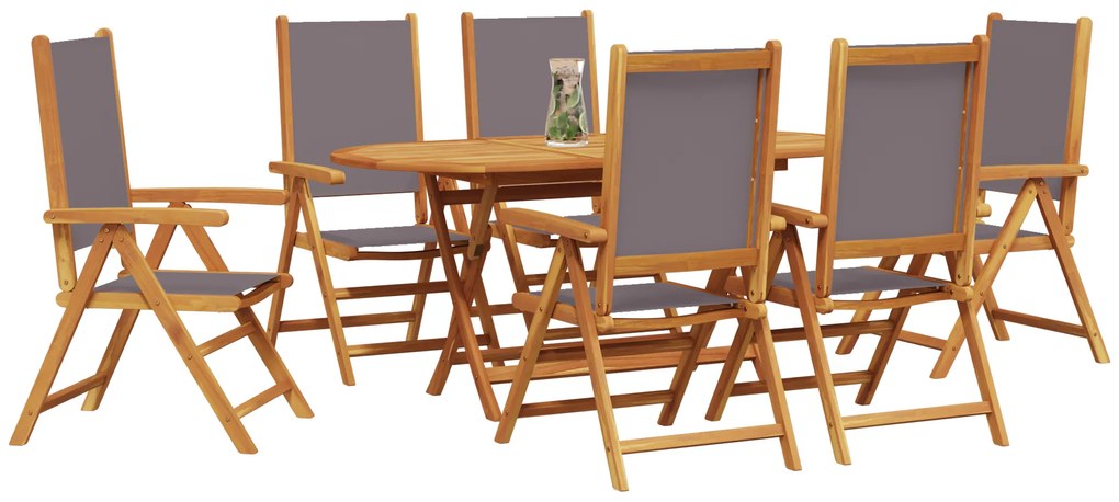 vidaXL Σερβίτσιο Κήπου 7 pcs Ανθρακί 6-Ατόμων Ξύλο, Ύφασμα