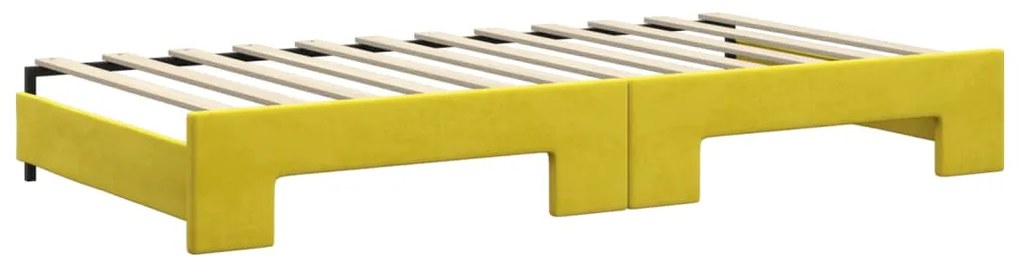 vidaXL Καναπές Κρεβάτι Συρόμεν. Κίτρινος 100x200εκ Βελούδινος Συρτάρια