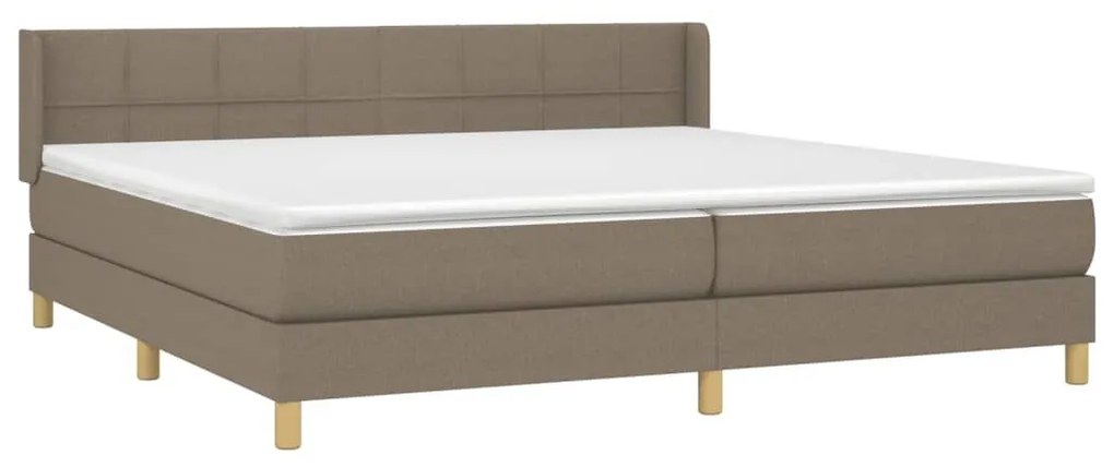 Κρεβάτι Boxspring με Στρώμα Taupe 200x200 εκ. Υφασμάτινο - Μπεζ-Γκρι