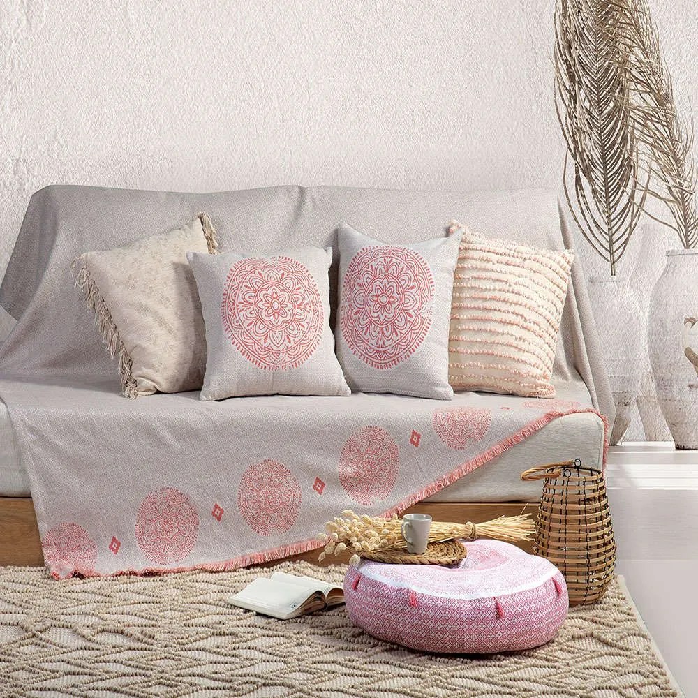 Ριχτάρι Confident Beige-Coral Nef-Nef Τριθέσιο 170x300cm Cotton-Polyester