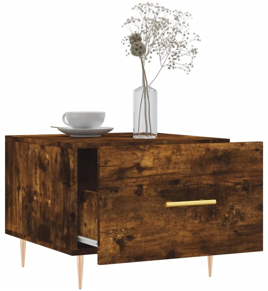 vidaXL Τραπεζάκι Σαλονιού Καπνιστή Δρυς 50x50x40 εκ. Επεξεργασμ. Ξύλο