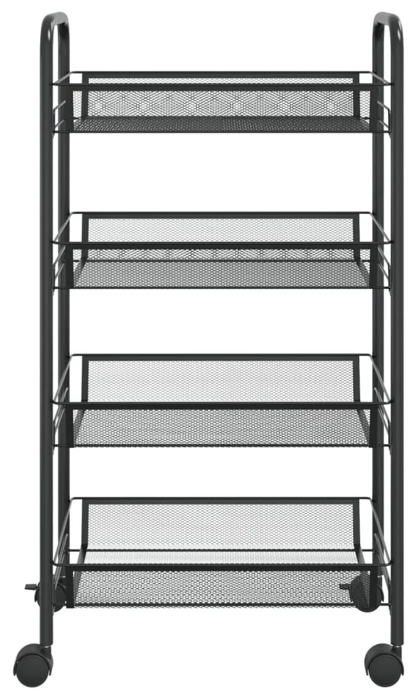 Τρόλεϊ Κουζίνας 4 Επιπέδων Μαύρο 46 x 26 x 85 εκ. Σιδερένιο - Μαύρο