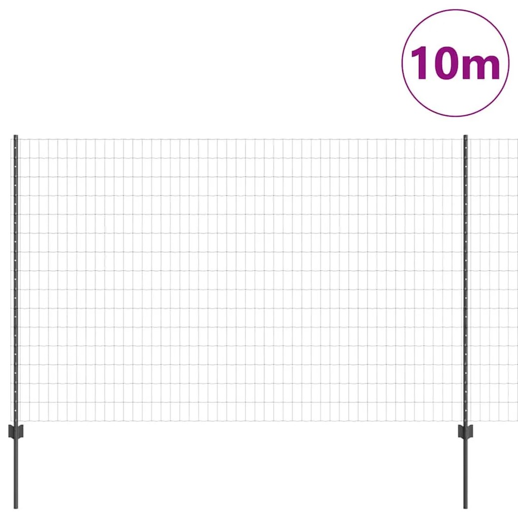 vidaXL Φράχτης με Στήλες. Γκρι 1.5 x 10 m Ατσάλι