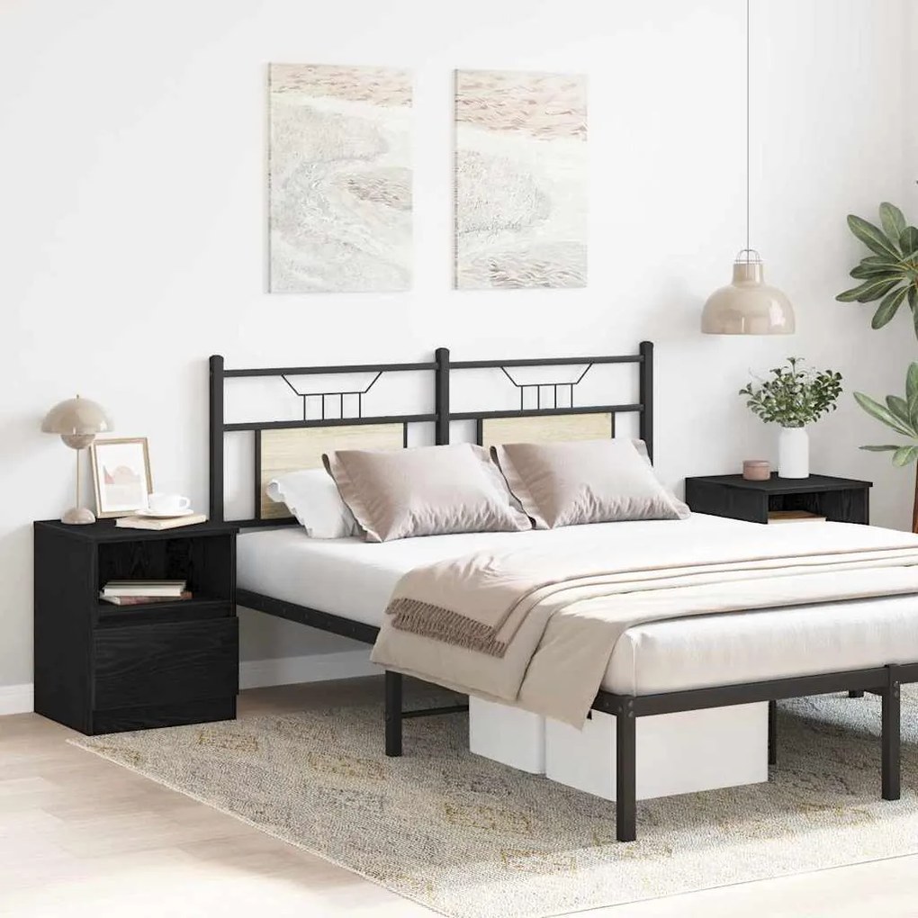 vidaXL Κομοδίνο 2 pcs Μαύρη δρυς 40 x 40 x 50 cm Επεξεργασμένο ξύλο