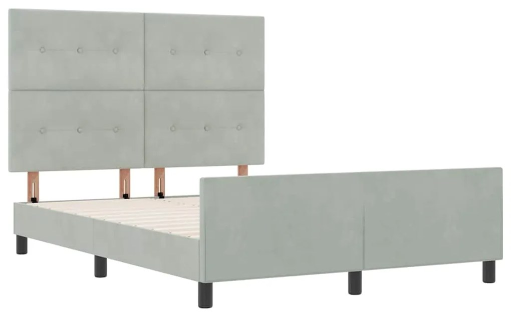 vidaXL Σκελετός Κρεβατιού Ανοιχτό γκρι 160 x 200 cm Βελούδο