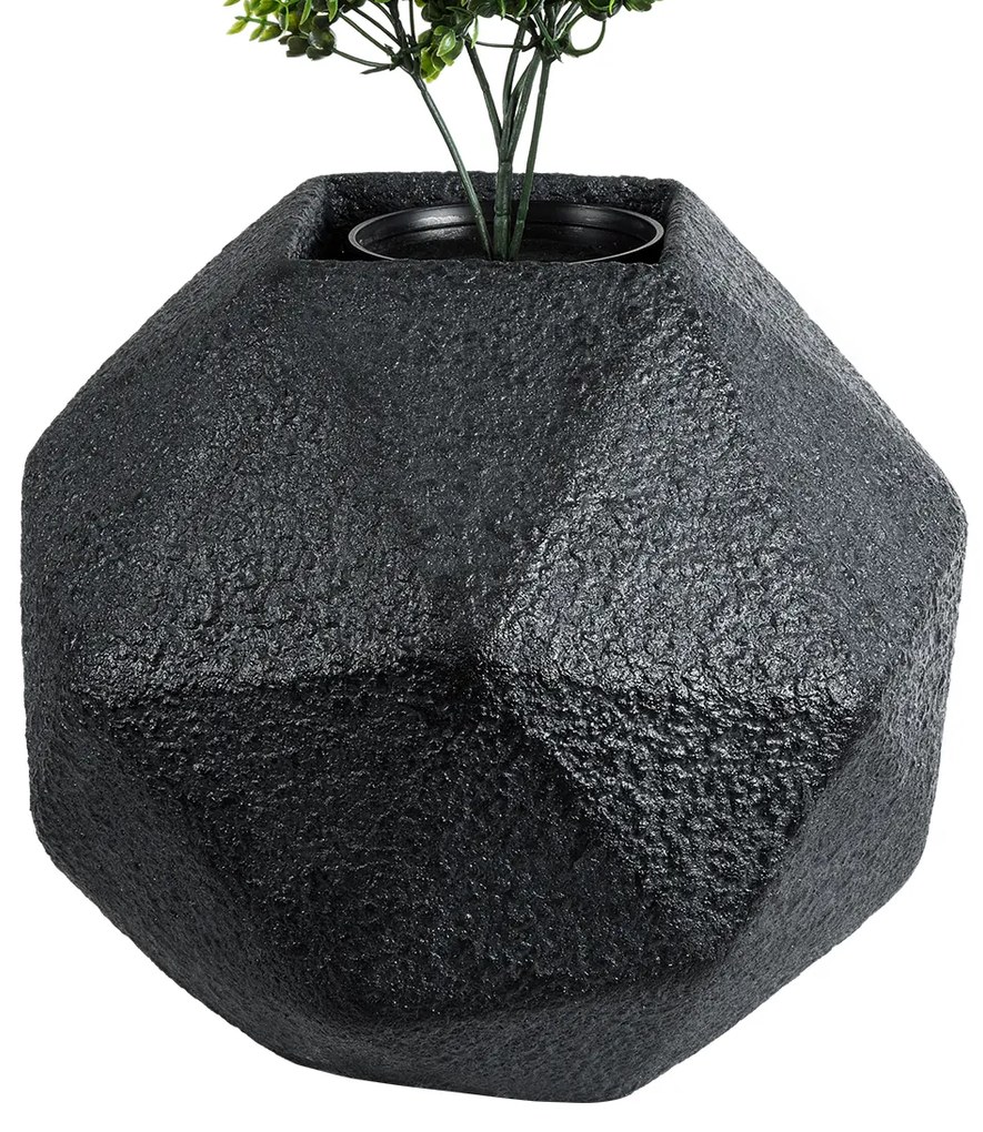 GloboStar® Artificial Garden CARNABY 20780 Επιδαπέδιο Πολυεστερικό Τσιμεντένιο Κασπώ Γλάστρα - Flower Pot Μαύρο Μ30 x Π30 x Υ30cm