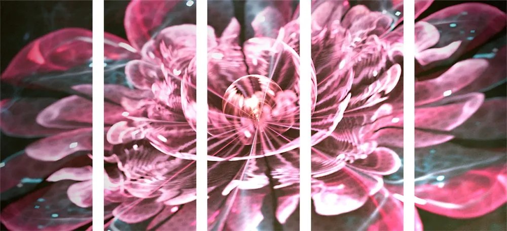 Εικόνα 5 τμημάτων μαγικό ροζ λουλούδι - 100x50