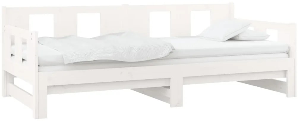 vidaXL Καναπές Κρεβάτι Συρόμενος Λευκός 2x(90x190) εκ. από Μασίφ Πεύκο