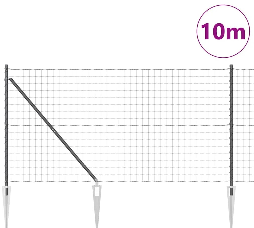 vidaXL Φράχτης με Στήλες. Γκρι 1.2 x 10 m Ατσάλι