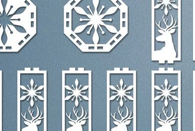 Σετ των 2 Intra απο ξύλο plywood 3mm-4mm πάχος 3D Χριστουγεννιάτικο ξύλινο φανάρι με λέιζερ Δίασταση 15x15 cm INTRAFABR-50267881