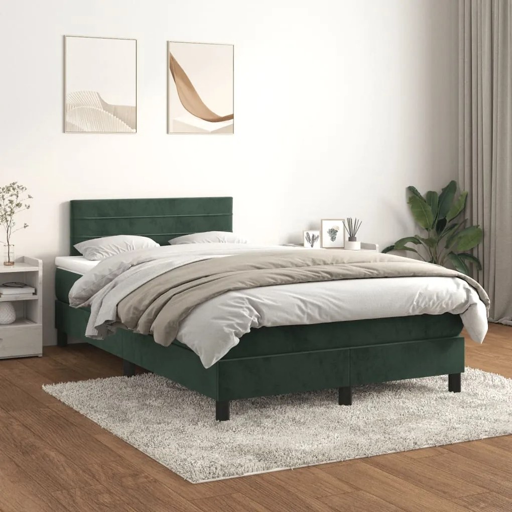 ΚΡΕΒΑΤΙ BOXSPRING ΜΕ ΣΤΡΩΜΑ ΣΚΟΥΡΟ ΠΡΑΣΙΝΟ 120X190ΕΚ. ΒΕΛΟΥΔΙΝΟ 3269846