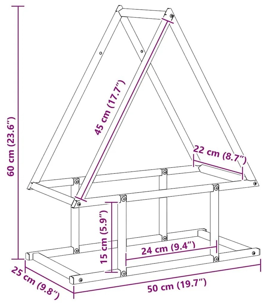 Ράφι για καυσόξυλα Μαύρο 50x25x60 εκ. Ατσάλι ψυχρής έλασης - Μαύρο