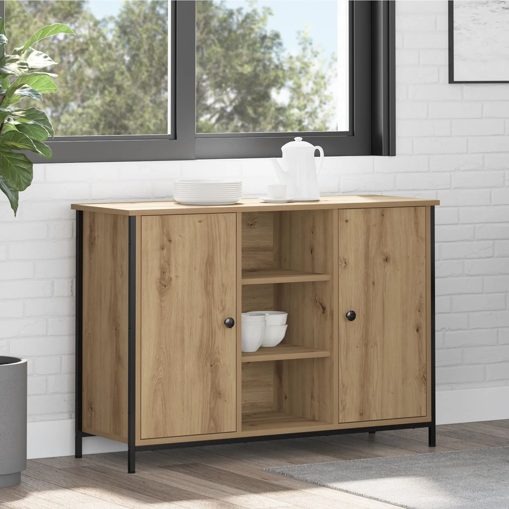 vidaXL Έπιπλο Artisan Οξιά 100x35x70 εκ Επεξεργασμένου Ξύλου και Χάλυβα