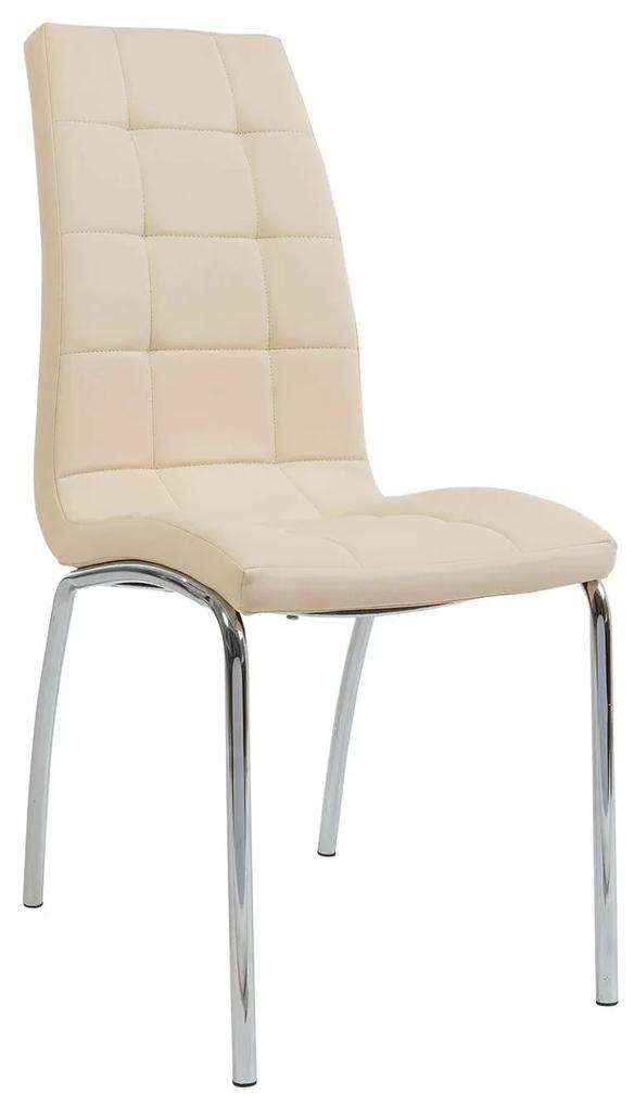 300-060 Καρέκλα Amelia Εκρού 42 x 43 x 95 Εκρού Χρώμιο, Τεχνόδερμα PU, 1 Τεμάχιο