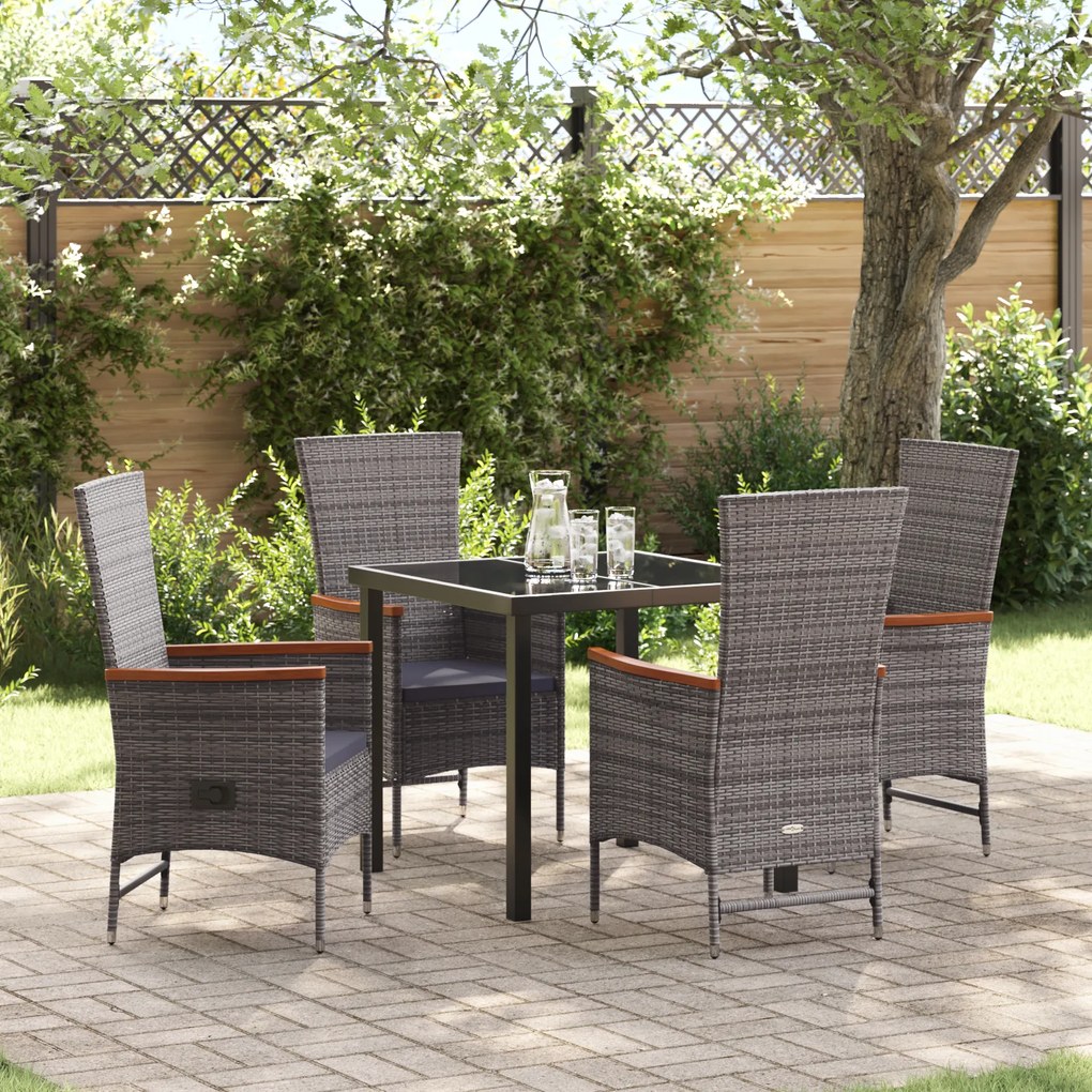 vidaXL Καρέκλες Εξωτερικού Χώρου 5 pcs Γκρι 80 x 80 x 73 εκ PE Ρατάν