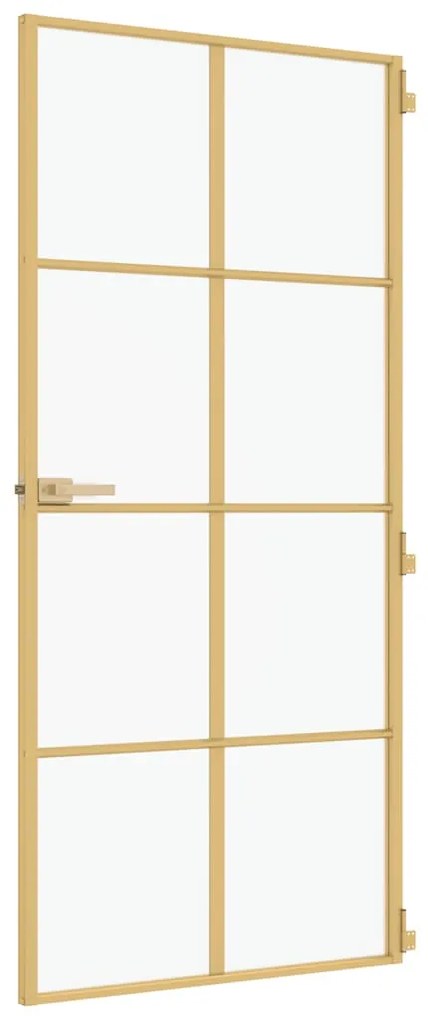 vidaXL Εσωτερική Πόρτα Χρυσή 93 x 201,5 εκ. Ψημένο Γυαλί & Αλουμίνιο