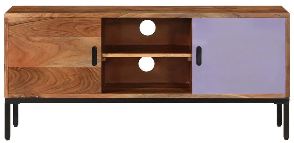 vidaXL Έπιπλο Τηλεόρασης Μελί &amp; Γκρι 110x30x50 εκ. Μασίφ Ξύλο Ακακίας