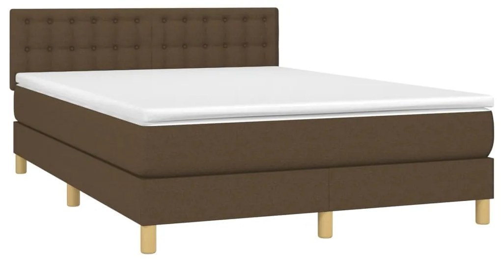 vidaXL Κρεβάτι Boxspring με Στρώμα Σκούρο Καφέ 140x200 εκ Υφασμάτινο