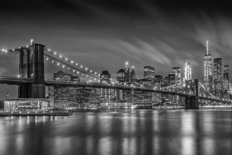 XXL Αφίσα Melanie Viola - BROOKLYN BRIDGE Nightly Impressions Monochrome