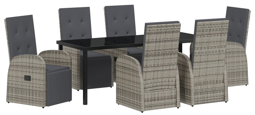 vidaXL Σετ Δείπνου Κήπου 7 pcs Γκρι 200 x 80 x 73 εκ PE ρατάν