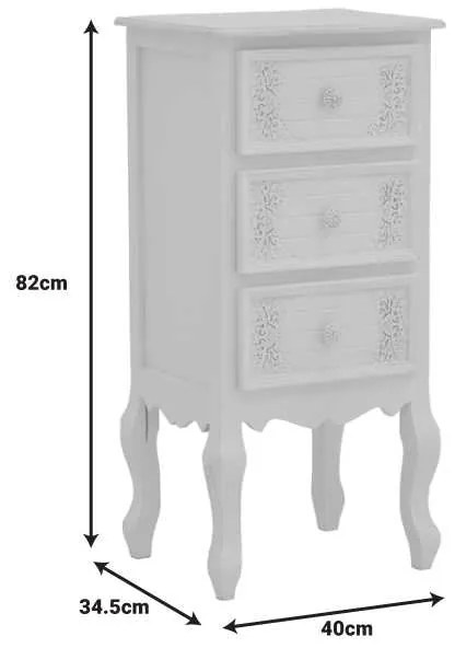 Συρταριέρα Pazlen Inart mdf σε λευκή αντικέ απόχρωση 40x34.5x82εκ