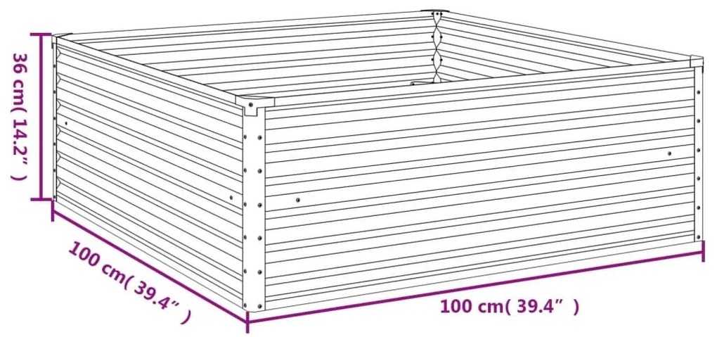 Ζαρντινιέρα 100 x 100 x 36 εκ. από Ατσάλι Σκληρυθέν στον Αέρα - Καφέ