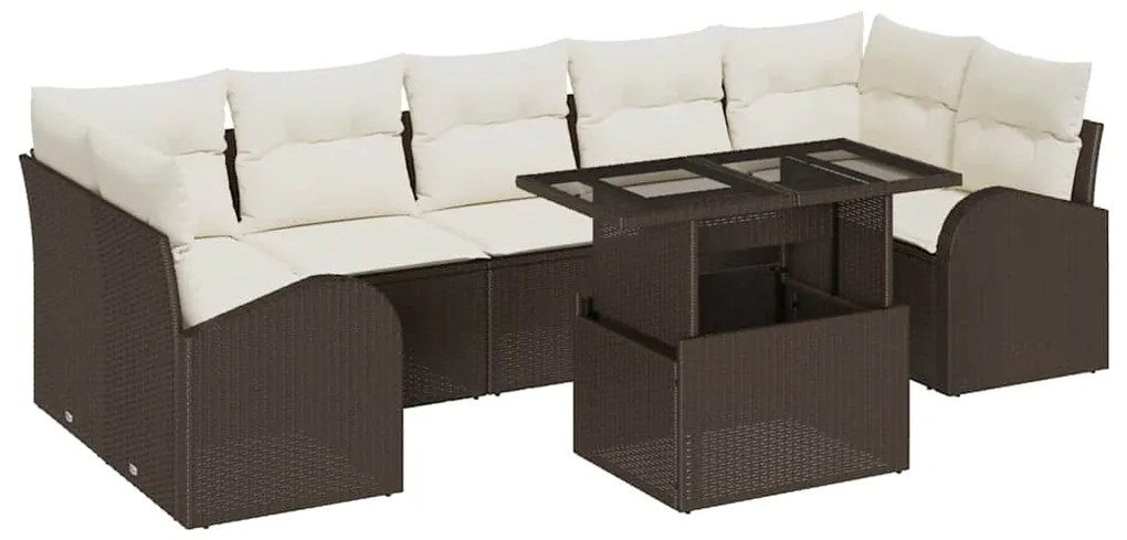 vidaXL Σετ Καναπέ Κήπου 8 pcs Καφέ 100 x 55 x 73 εκ. Πολυ ράταν