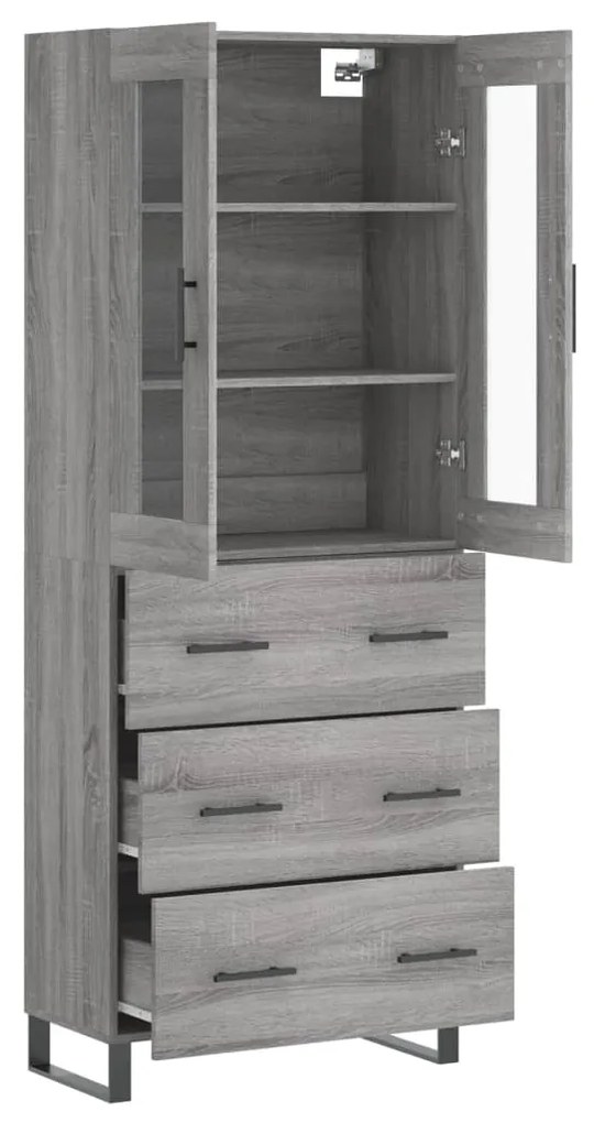 vidaXL Ντουλάπι Γκρι Sonoma 69,5 x 34 x 180 εκ. Επεξεργασμένο Ξύλο