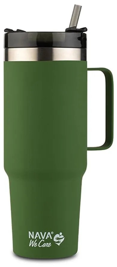 Ποτήρι - Θερμός Με Καλαμάκι We Care 10-016-105 900ml Dark Green Nava