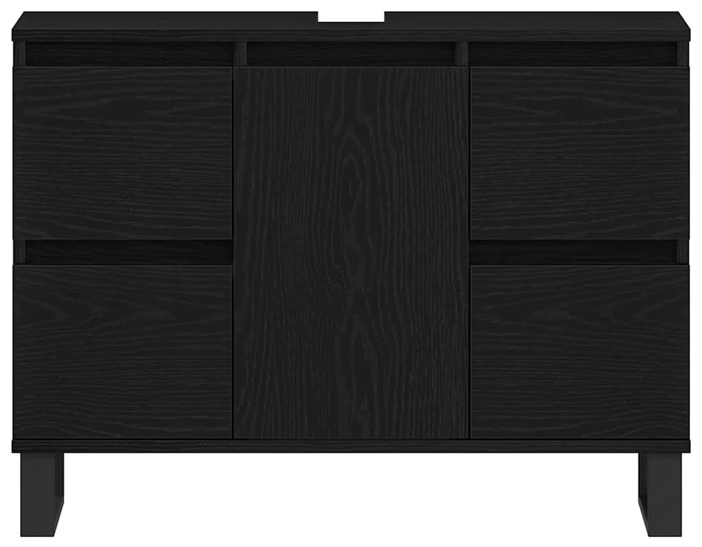 vidaXL Ντουλάπι Μπάνιου Μαύρη δρυς 80 x 33 x 60 εκ Επεξεργασμένο ξύλο