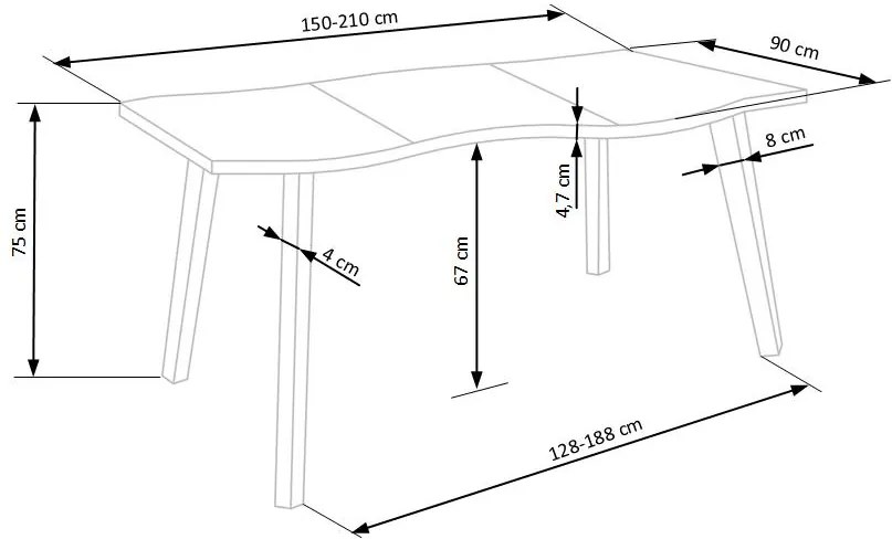 DICKSON ext. table DIOMMI V-CH-DICKSON-ST-150/210