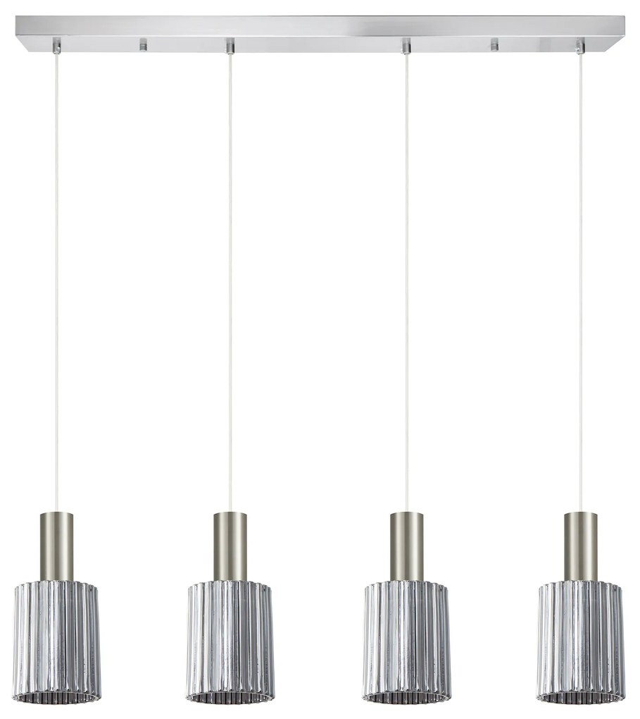 Φωτιστικό Οροφής  SE21-NM-4-GL1-4NM ADEPT TUBE Nickel Matt Pendant Smoked Glass+ - 77-8398 - 51W - 100W - 77-8398