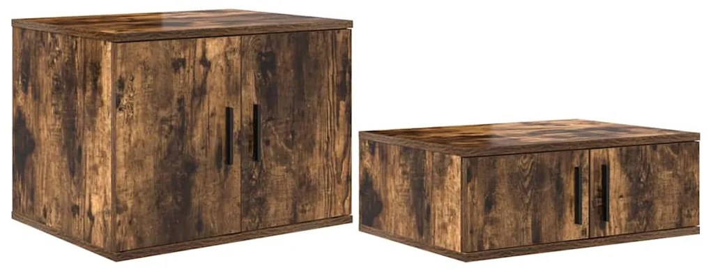 vidaXL Ντουλάπι αποθήκευσης 2 pcs Καπνιστό Δρύς 127 x 41 x 40 εκ