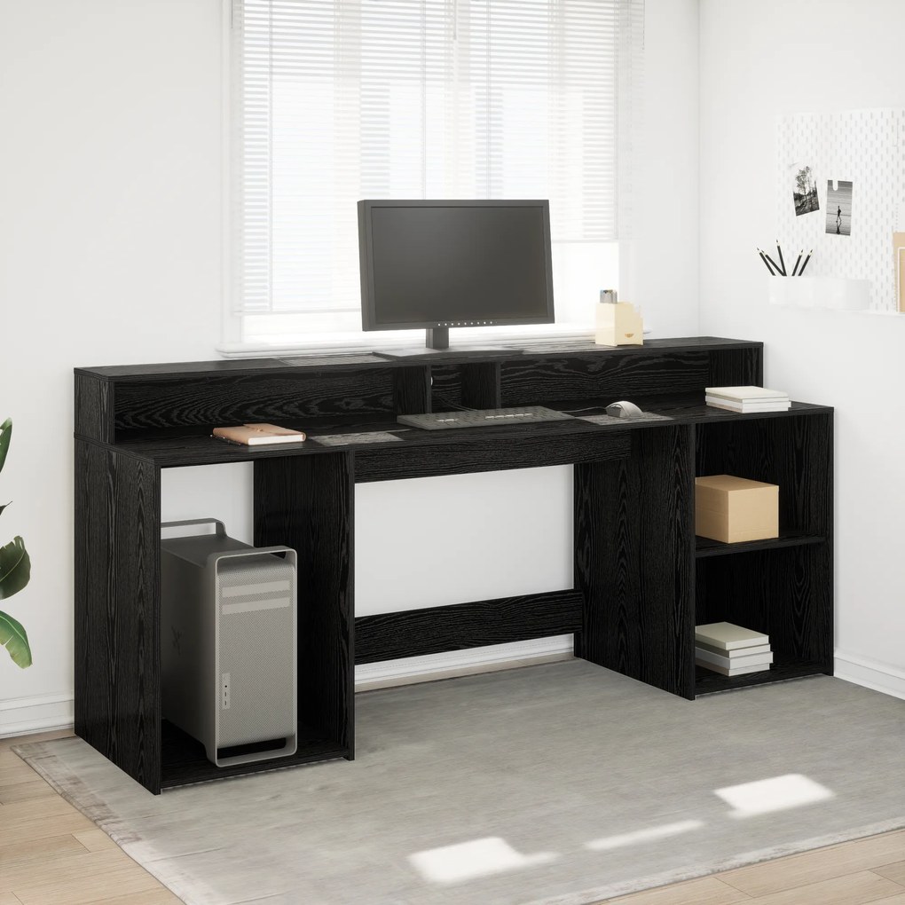 vidaXL Γραφείο Μαύρη Δρυς 200x55x91 cm Επεξεργασμένο Ξύλο