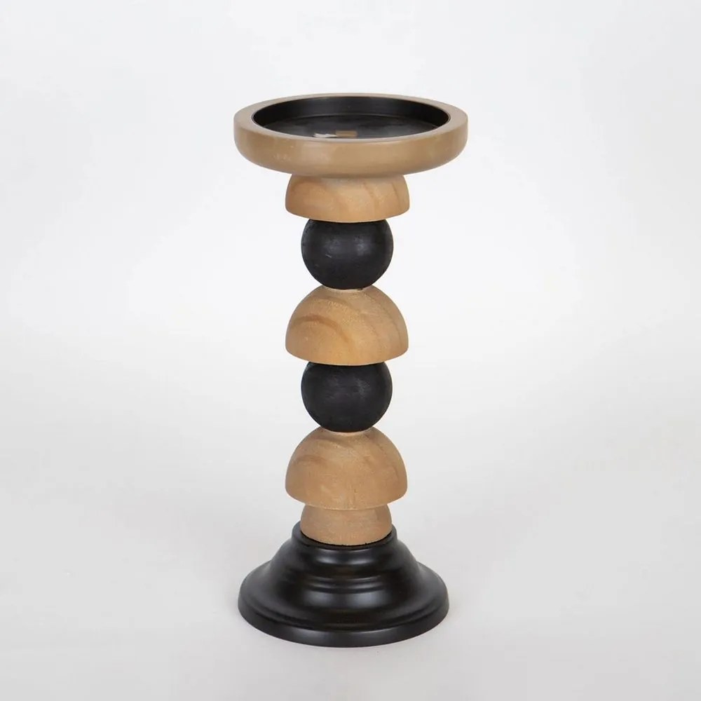 Κηροπήγιο Ξύλινο 752-23018 12,5x12,50x27cm Natural-Black Estheti Home Ξύλο