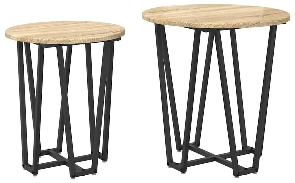 vidaXL Σετ βοηθητικά τραπεζάκια 2 pcs Βελανιδιά Σονομά και Μαύρο