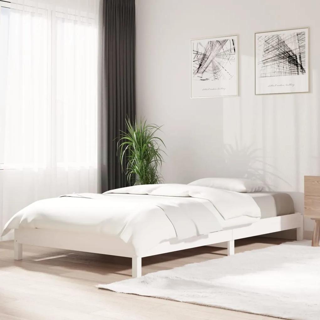 Κρεβάτι Στοιβαζόμενο Λευκό 100 x 200 εκ. από Μασίφ Ξύλο Πεύκου