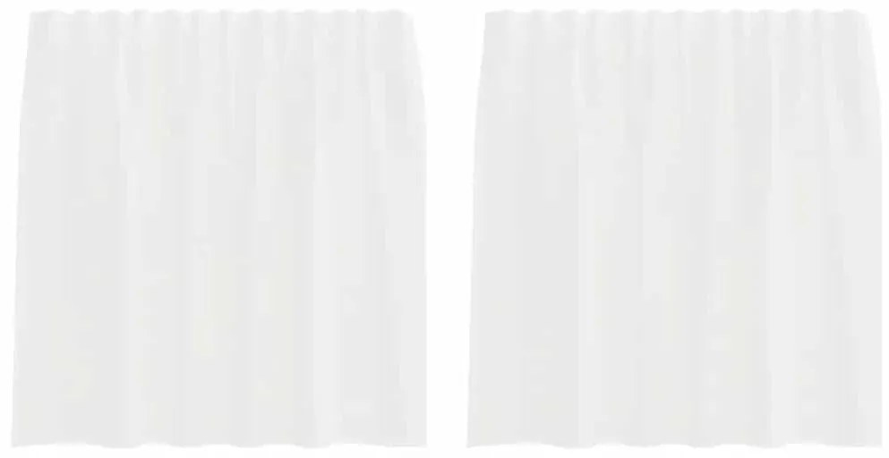 Κουρτίνες Voile με βρόχους 2 τεμάχια Λευκό 140x140 cm - Λευκό