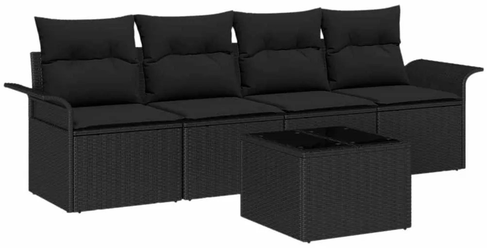 vidaXL Σετ Καναπέ Κήπου 5 pcs Μαύρο Πολυ ράταν