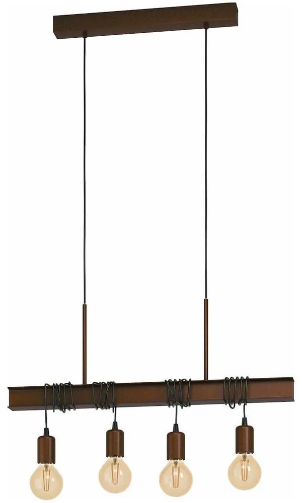 Φωτιστικό Οροφής - Ράγα 43523 Townshend 4/E27 Brown-Antique Eglo Metal