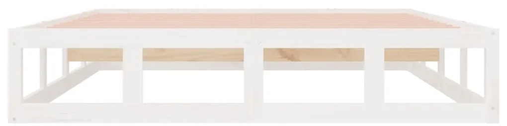 vidaXL Πλαίσιο Κρεβατιού Λευκό 150 x 200 εκ. Μασίφ Ξύλο King Size