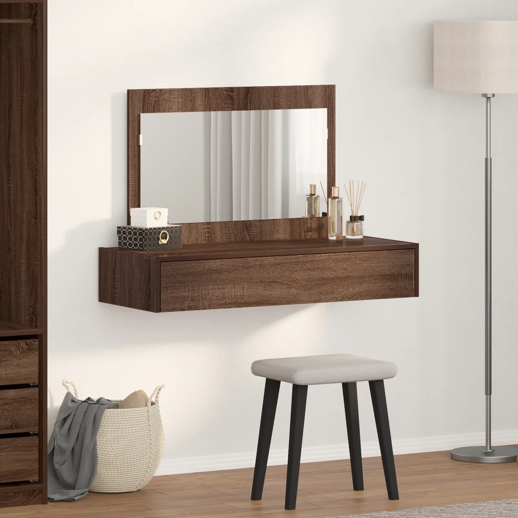 vidaXL Επιτοίχιο Ντυμένο Τραπέζι Καφέ Δρυς 100x40x70 εκ.